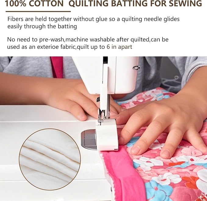 RRKTP Natural Cotton Batting for Quilting,48" x 10 Yards Batting for Quilts, Microwave Safe for Bowl Cozies,Cotton Lightweight Lining for Potholders Quilting, Batting for Sewing Handmade Quilts&DIY - Image 4