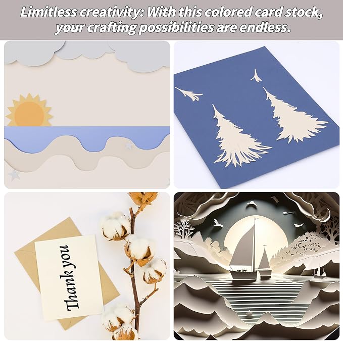 100 Sheets Beige Card Stock 8.5 x 11in,250GSM 92lb Cardstock Card Stock Construction Paper,Heavy Weight Printer Paper for Invitations, Stationery Printing, Scrapbooking,Crafts, DIY Cards - Image 4