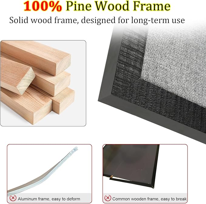 Gideal Large Bulletin Board 48 x 48, Cork Boards for Walls | Foldable Cork Board with Black Pine Frame & Grey Linen Surface, Wall Mounted Pin Board for Home Office, Classroom, Kitchen - Image 4