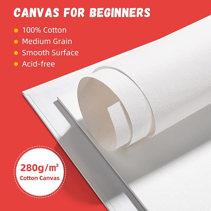 12 Pcs 12x16Inch Large Canvas Boards for Painting, Flat Art Panels | Gesso Primed Acid-Free 100% Cotton for Acrylic Oil Watercolor Tempera Paint - Image 3