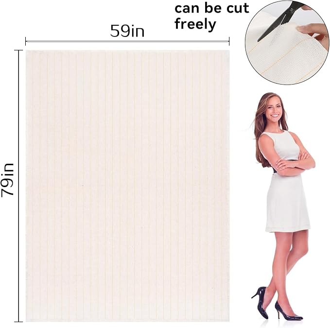 79×59in Durable Yet Forgiving Overlocking Tufting Cloth with Marked Lines | Biubee Large Primary Monks Cloth Punch Needle Fabric for DIY Tufting Rug Tufting Gun, Beginners and Experts - Image 6