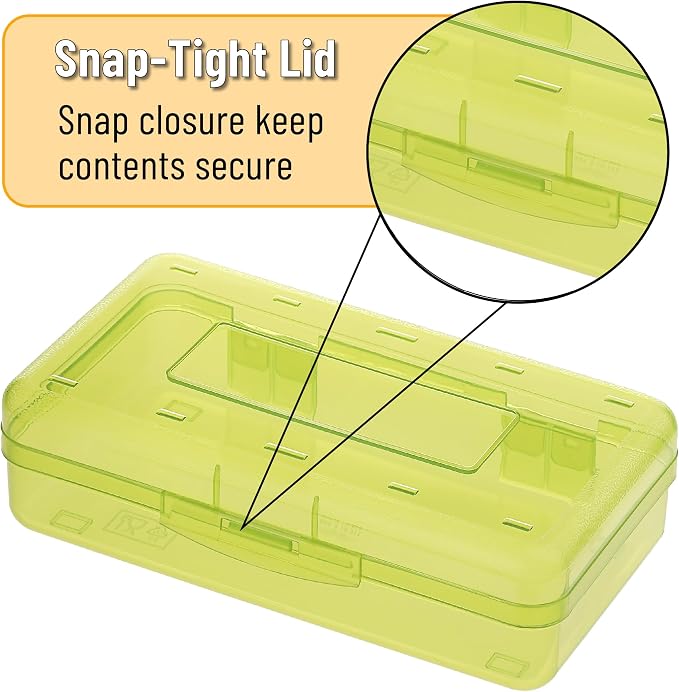 Mr. Pen- Plastic Pencil Case Box, 2 Pack, Large Crayon Marker Pen Organizer | Plastic Bead Organizing Container with Snap-Tight Lids, Clear Craft Storage Boxes, School Supplies - Image 4