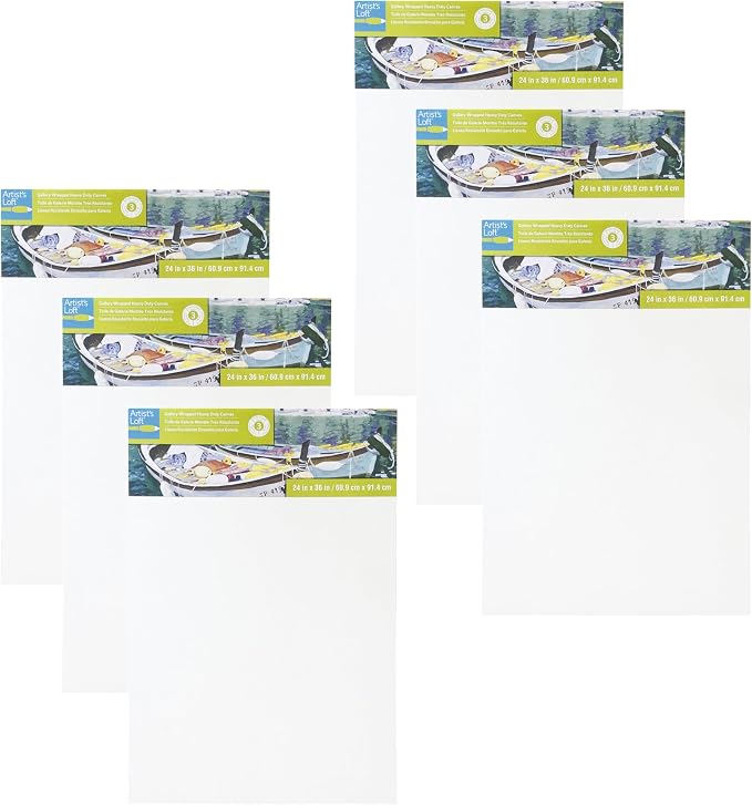 Artist's Loft 24" x 36" Level 3 Gallery Wrapped Heavy Duty Canvas - Archival, Acid Free Cotton Canvas for Acrylic and Oil Paint - Bulk 6 Pack by ArtistsLoft