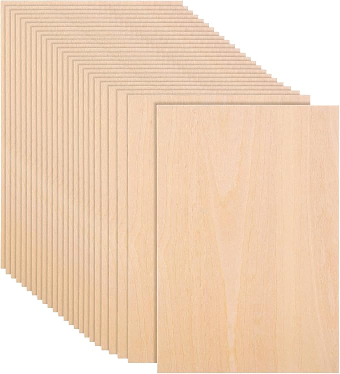 25 Pack 8 x 12 Inch Basswood Sheets, 1/16 Thin Craft Plywood Sheets, Thin & Unfinished Wood Boards for Crafts, Hobby, Model Making, Wood Burning (200x300x2MM) by MIVIDE