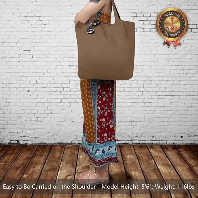 TOPDesign 1-Pack Super Strong Large 12oz Cotton Canvas Tote Bag, Reusable Grocery Shopping Cloth Bag, Fashionable Two-Tone Tote for Crafts, DIY Your Creative Designs - Image 2
