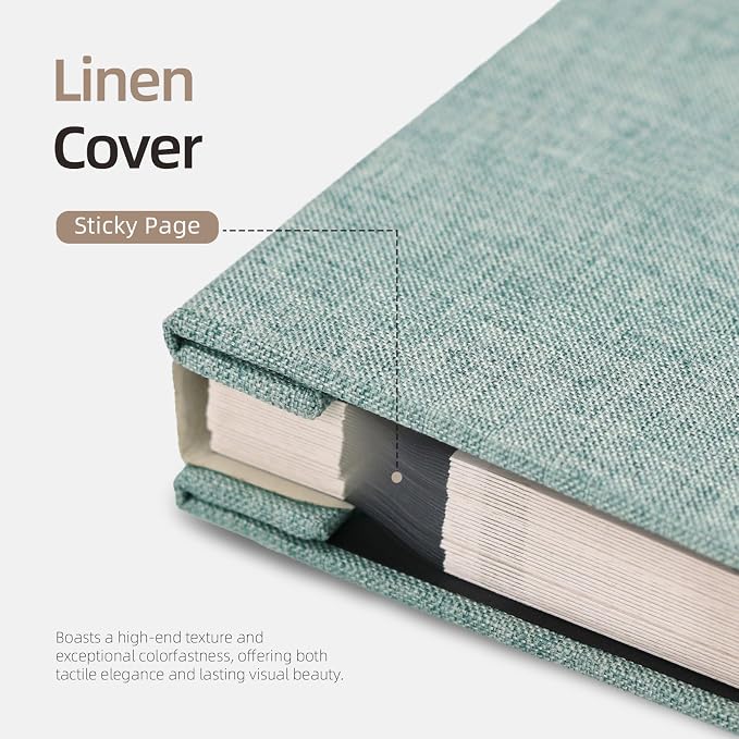 Vienrose Large Photo Album Self Adhesive for 4x6 8x10 10x12 Pictures Scrapbook Album DIY Scrap Book 40 Sticky Pages with A Metallic Pen 13"x12.6"40 Pages Turquoise | Large Scrapbook Album, 20 Sheets, 4x6 8x10 10x12 Photos, Metallic Pen, DIY Memory Book... - Image 5
