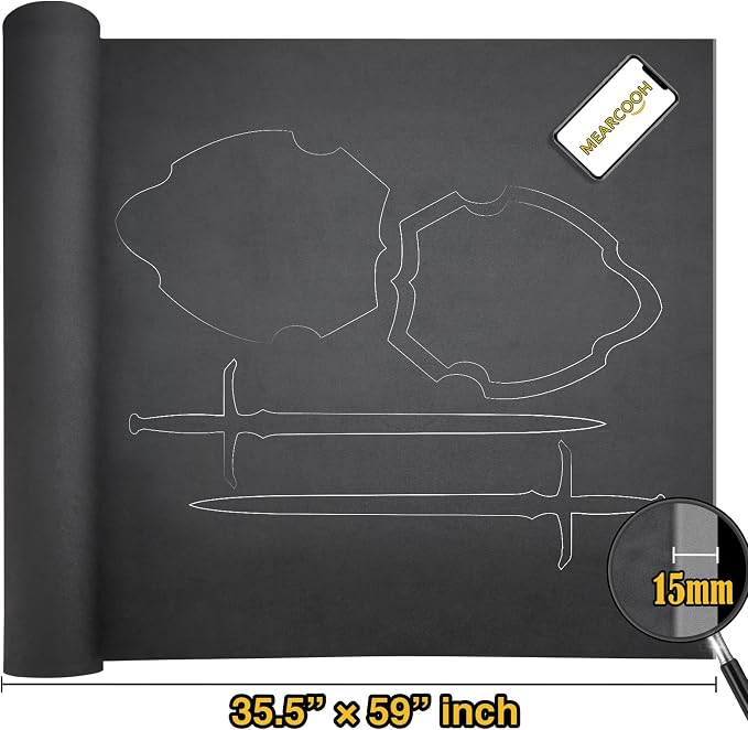 MEARCOOH EVA Foam Cosplay Black 15mm Thick (1mm to 20mm) Large 35.5" x 59" Sheet Premium High Density 86 kg/m3 for Cosplay, Crafts Projects - Image 2