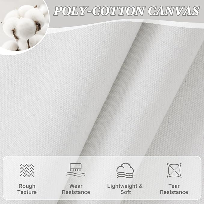 Canvas Fabric 10oz Cotton Upholstery Fabric Drop Cloth 8 Yard White | Soft Duck Canvas Cloth, Thick Cotton Fabric By the Yard for Painting, Embroidery, Sewing, Cushion, Home Decor, Arts & Crafts - Image 2