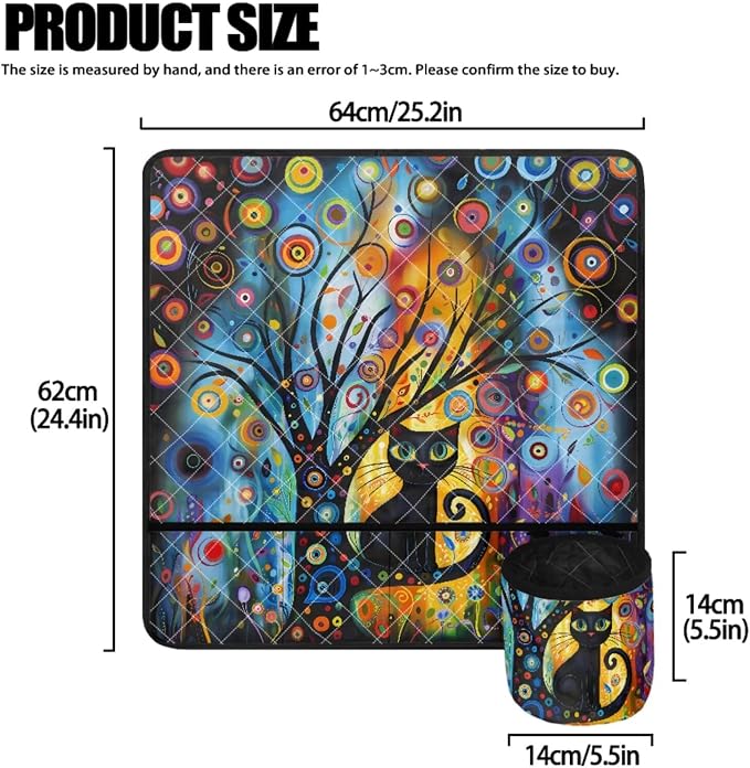Sewing Machine Protective Cover and Table Mat with Small Cylinder and Pocket Durable Waterproof Sewing Supplies For Fits Standard Singer, Brother and Janome Machines Modern Art Cat - Image 3