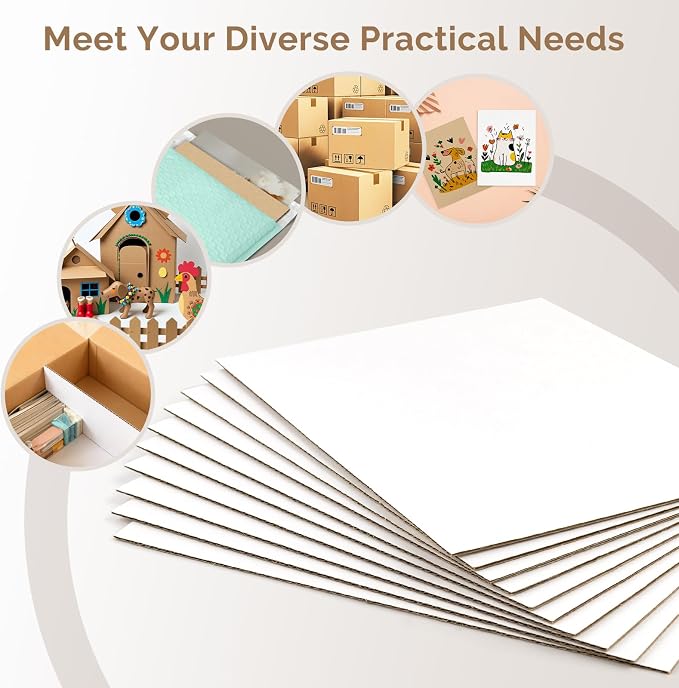Golden State Art 50 Pack 6x9 Inch Corrugated Cardboard Sheets 2mm Inserts | One-side White Flat Cardboard Inserts, Layer Pads, For Packaging, Shipping, Mailing Divider or DIY Crafts - Image 7