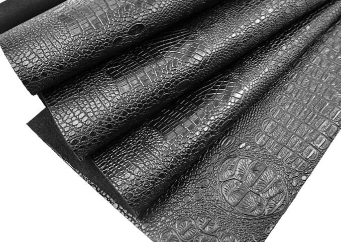 Faux Alligator Leather Crocodile Skin Fabric Alligator Skin Fake Leather Crocodile Fabric Black - Image 2