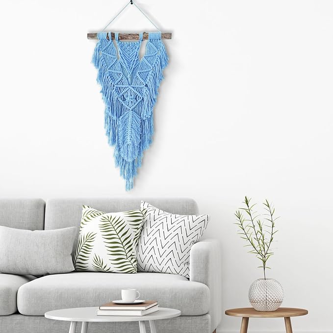 ZUEXT Macrame Cord, Light Blue, 5mm x 328yds Cotton String Macrame Yarn | Natural Handmade, 4 Strands Twisted Cotton Rope, for Craft Wall Hanging Weaving Tapestry Dream Catchers Hanger DIY Gift, 300m - Image 6