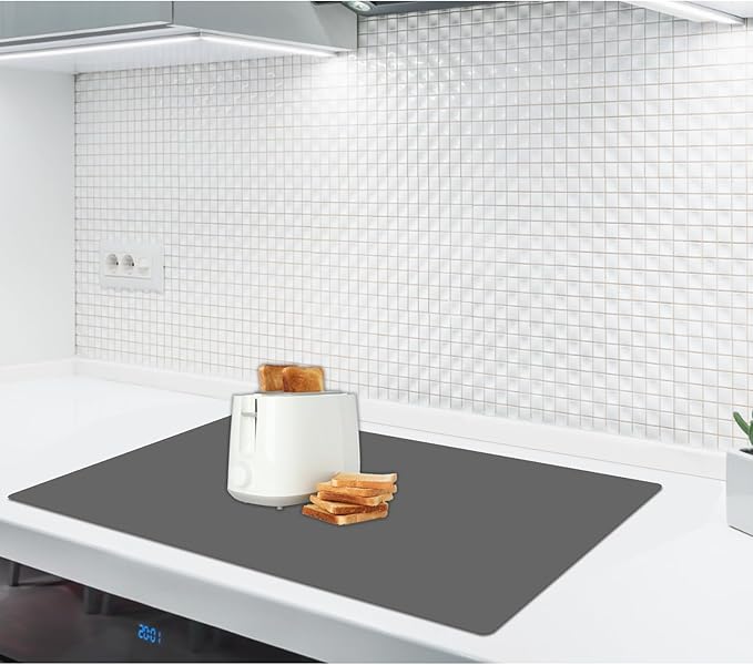 2MM Thick Silicone Countertop Mat, 23.6"x 23.6" Silicone Mats for Kitchen Counter, Nonslip Heat Resistant Mat, Large Kitchen Counter Mats, Waterproof Countertop Protector, Dark Gray by WelcometoULTIBE