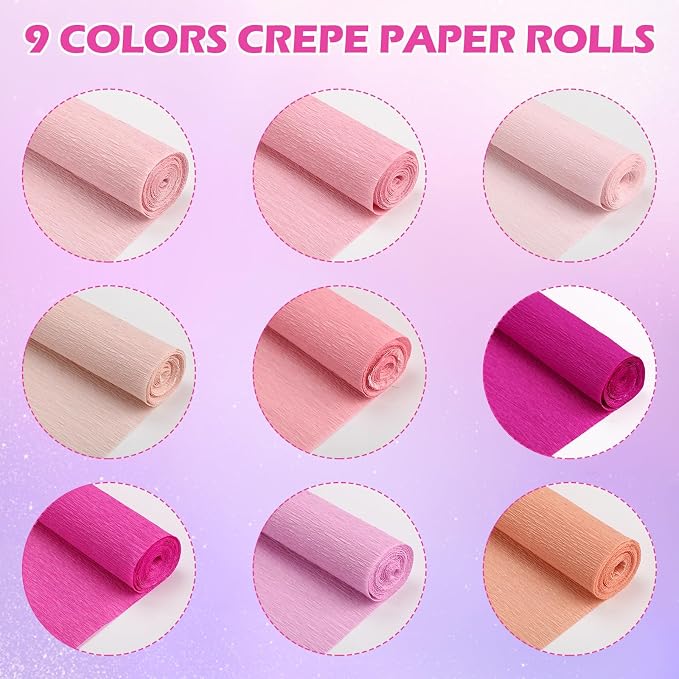 Kisston 18 Rolls Crepe Paper Roll 20 Inch 8 Feet Wide Crepe Paper Streamer 70g DIY Flower Wrapping Supplies for Birthday Party Wedding Festival Ornament (Pink) - Image 4