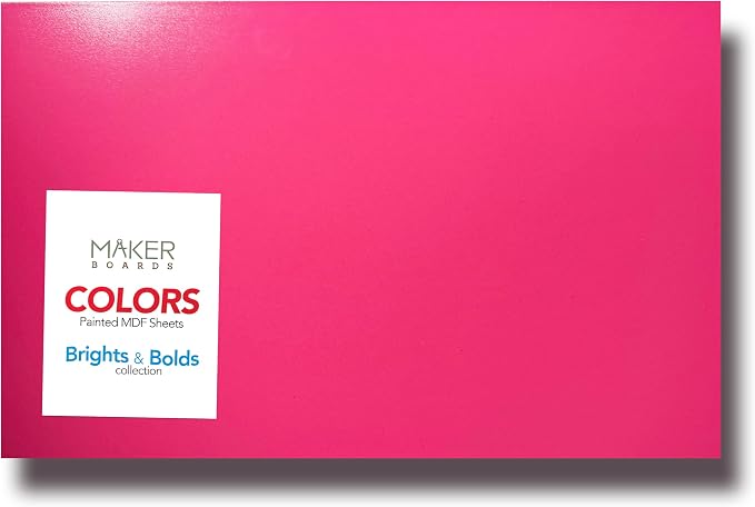 Maker Boards Colors - MDF 1/8th 12x19, Bright and Bold, 7 Color Variety Pack by CraftCloset