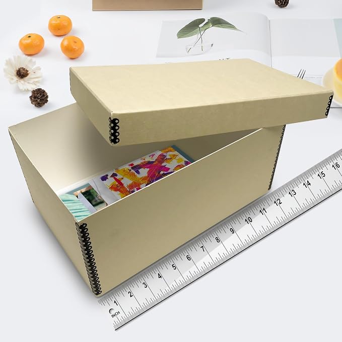 Lineco Archival Photo Storage Box, Removable Lid, 5"x7"x12", Tan, 2 Pack | Holds up to 1100 of 5x7 Pictures, Acid-Free 4x6 Photograph Container, Preserve Snapshot, Negatives, Prints, Films, Cards - Image 3