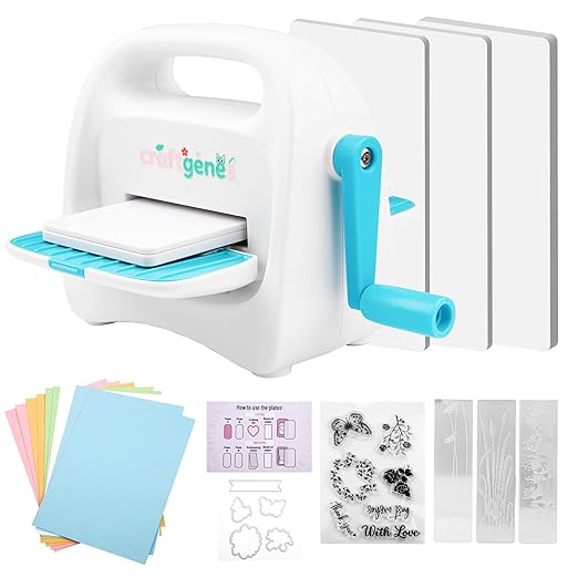 Mini Die Cutting and Embossing Machine with Starter Kit, 8.5 cm (3.5") Feed Slot for 3" Paper, Includes 24 Accessories for DIY Crafts, Card Making & Scrapbooking(Blue)