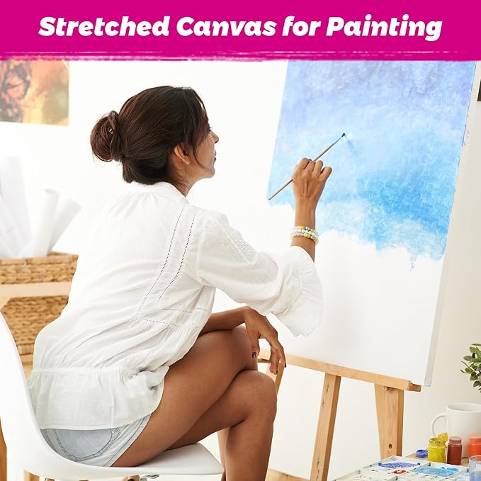 Stretched Canvas for Painting, 2Pack 24X36 Large Canvas for Painting, (280GSM) Triple Primed 2/3" Profile Cotton Professional Artist Quality Blank Canvas,Ready to Paint, Art Supplies for Acrylic, Oil - Image 8