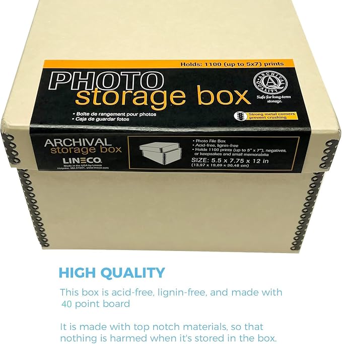 Lineco Archival Photo Storage Box, Removable Lid, 5"x7"x12", Tan, 2 Pack | Holds up to 1100 of 5x7 Pictures, Acid-Free 4x6 Photograph Container, Preserve Snapshot, Negatives, Prints, Films, Cards - Image 5