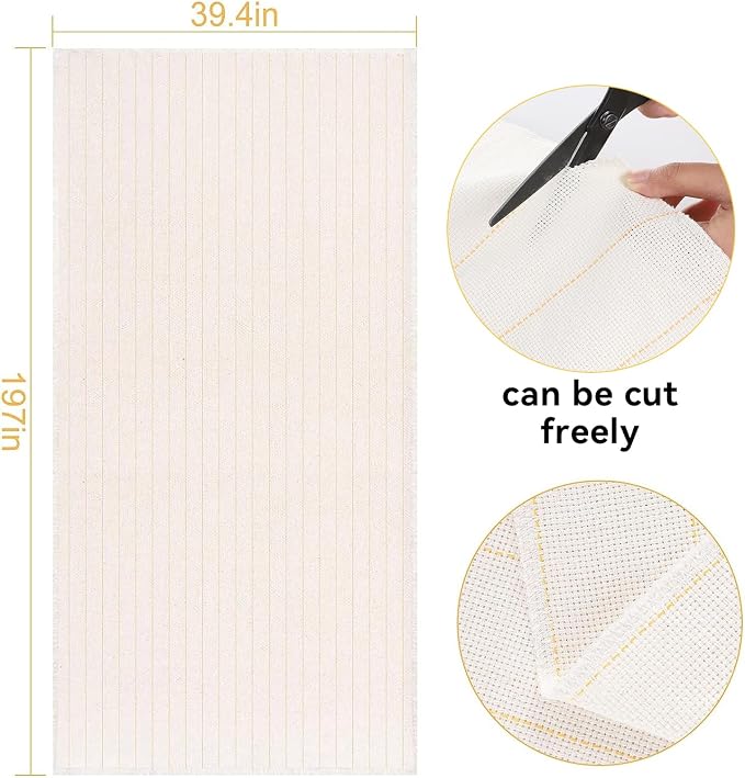 39.4×197in Durable Yet Forgiving Overlocking Tufting Cloth with Marked Line | Biubee Large Primary Monks Cloth Punch Needle Fabric for DIY Tufting Rug Tufting Gun, Beginners and Experts - Image 6