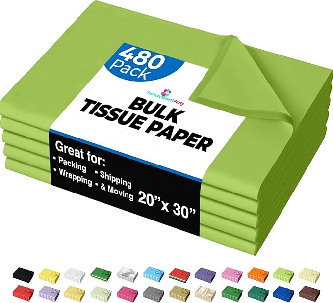 Party Solids Lime Green Tissue Paper - 20x30 Inch, 480 Sheets by Unknown