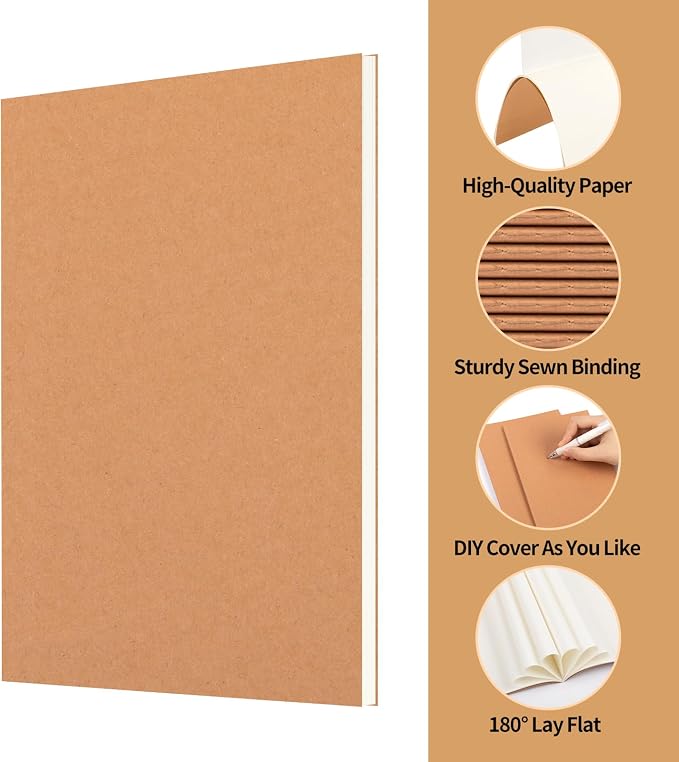 6 Pack A5 Lined Kraft Notebooks Bulk, 8.3x5.5 Inches, Journaling Notebooks | A5 College Ruled Notebook, Soft Cover Composition Notebook, 30 Sheets/60 Pages, Travel Journal Notebooks Set for Work, School - Image 3