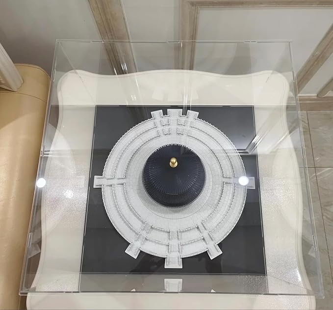 Thickened Clear Acrylic Display Case for Lego 60367 Passenger Airplane Collectibles, Transparent Box Large Dustproof Protection with Wood-Plastic Base & String Light, Black Inside 19.7x19.7x9.8 inch