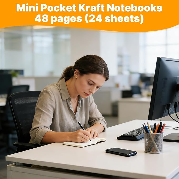 150Pack Mini Notebooks Bulk, Mini Pocket Kraft Notebooks, 4 x 4 In | Blank Journal Notepad, Small Unlined Sketchbook for Writing Drawing Note-Taking DIY Projects, 24 Sheets, 48 Pages - Image 5