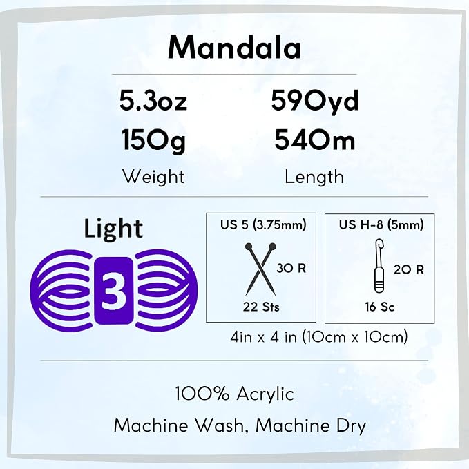 Lion Brand Yarn Mandala 525-266 Bowtruckle | 3 Skeins, Same Dye Lot, Project Bag, CYC #3 DK-Light Worsted, 100% Acrylic, Ideal for Crochet, Knitting Baby Blankets - Image 4