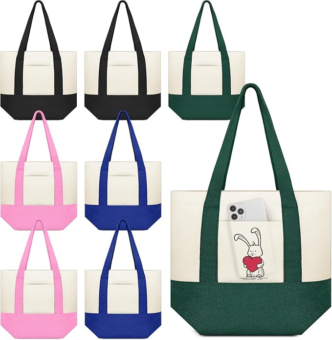 Amylove Mini Canvas Tote Bag with Pockets Duty Canvas Sublimation Blank Small Bag Mini Reusable Tote for Crafts DIY by Amylove