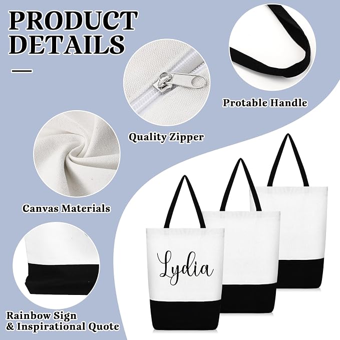 Sieral 50 Pieces Large Canvas Tote Bags Reusable Sublimation Blank Plain Bags Bulk with Zipper for DIY Crafts Shopping Women Teacher(Vertical Large Bag) - Image 3