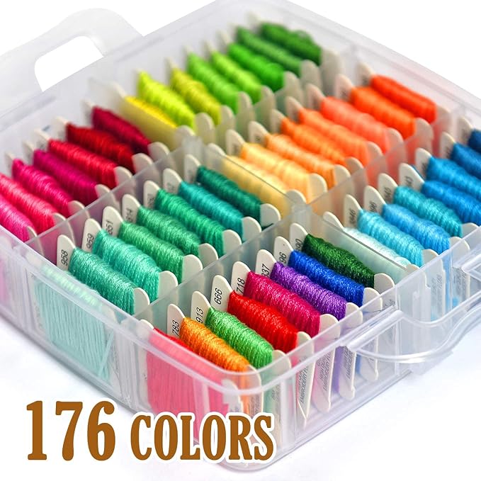 176 PCS Embroidery Floss Set, Complete Set of Tools kit, 4-Tier Organizer Storage Box - Image 3