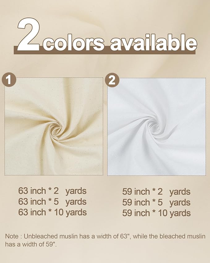 100% Cotton Muslin Fabric, 59 inch x 10 Yards, Bleached | Medium Weight, Muslin Linen Fabric Material, For Sewing Material Apparel Cloth - Image 4