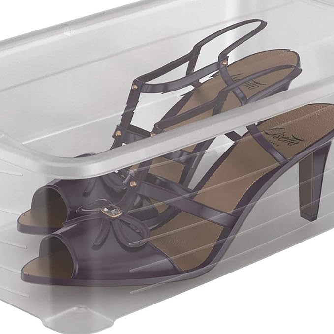 Life Story 6 Liter Shoe, Accessory, and Closet Plastic Storage Box Multi-Purpose Lidded Stacking Tote Containers, Clear (160 Pack) - Image 9