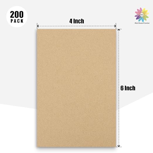 Mat Board Center, 200-Pack 4x6 Corrugated Cardboard Sheets, Trading Card Protectors For Shipping, Cardboard Inserts Packing Dividers Layer Pads, Corrugated Sheet For Craft Project (Kraft Brown - Image 2