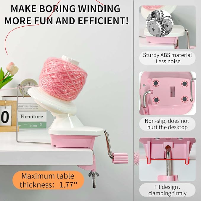 SPEENSUN 3.5 OZ Yarn Winder, 258-Piece Crochet Accessories Kit | Easy Install Knitting Ball Maker: 250 Stitch Markers, 6 Plastic Needles, 2 Guide Rings & Storage Box - Image 4