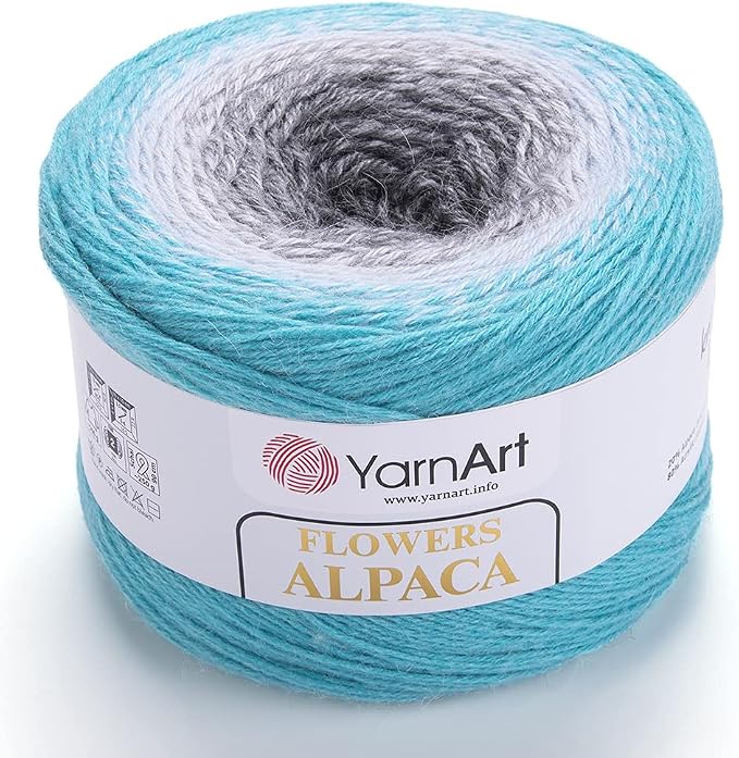 YarnArt Flowers Alpaca 20% Alpaca 80% Acrylic Weight 8.82oz Length 1028 Yards Multicolor Rainbow Crochet Winter Yarn Weight 2 Sport (412) by YarnArt
