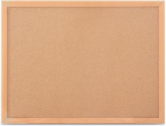 Staples Cork Bulletin Board, Oak Frame, 2 ft W x 1.5 ft H | Wall-mounted message board for home office and classroom announcements. by Staples