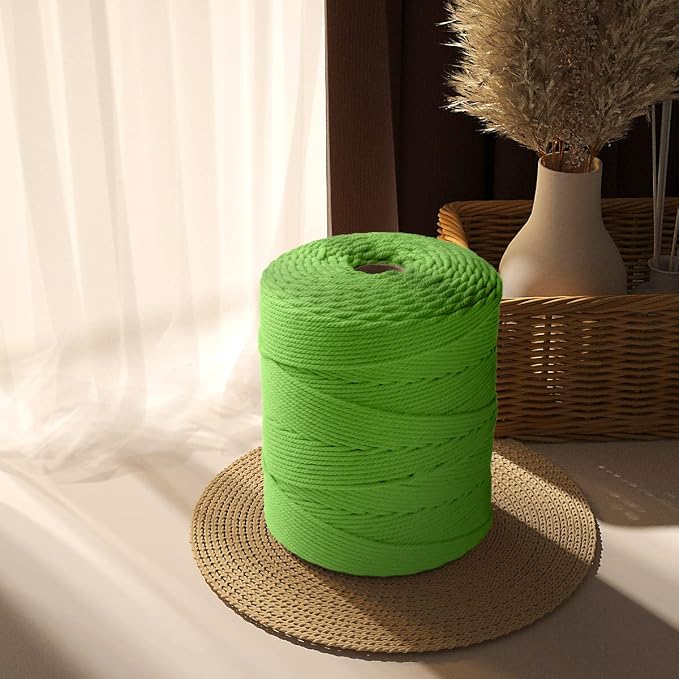 ZUEXT Macrame Cord, Apple Green, 4mm x 547yds Cotton String Macrame Yarn | Natural Handmade, 4 Strands Twisted Cotton Rope, for Craft Wall Hanging Weaving Tapestry Dream Catchers Hanger DIY Gift, 500m - Image 7