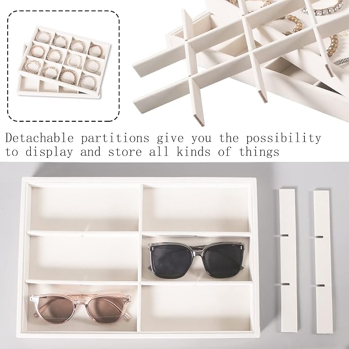 Coward 2PC Stackable 12 Grids Jewelry Organizer Tray Bracelet Display Stand for Selling Velvet Necklace Holder Earring Box Storage (12grid+12grid) - Image 5