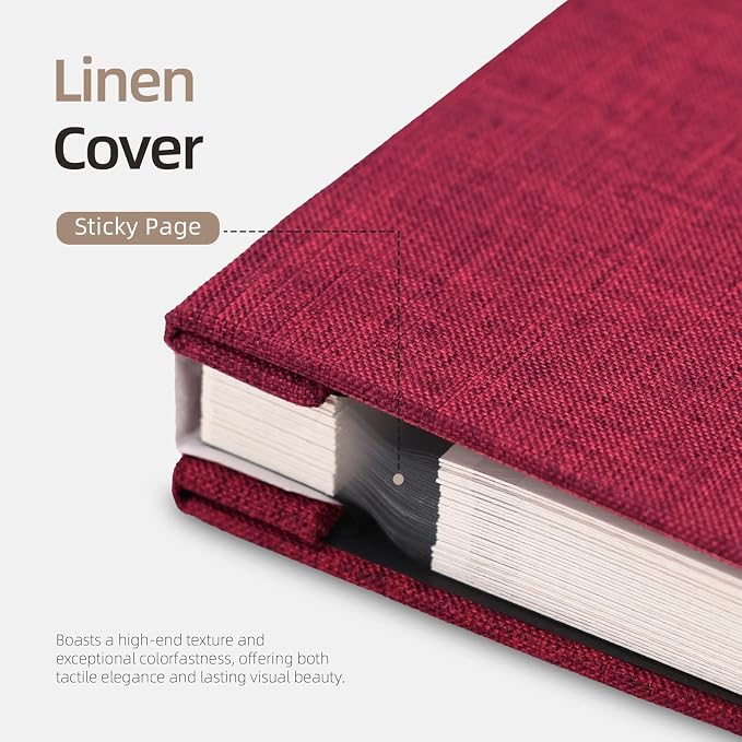 Vienrose Large Self Adhesive Scrapbook 60 Pages 13 x 12.6 in Red | Large Scrapbook Album, 30 Sheets, 3x5 4x6 5x7 8x10 10x12 Photos, Metallic Pen, DIY Memory Book, Wedding Album, Family Photos - Image 5