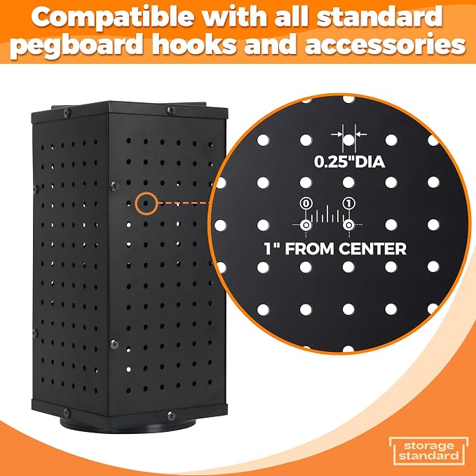 Rotating Pegboard Display Stand With 24 Hooks - Metal Spinning Peg Board Displays, Stands for Retail, Vendors, Selling & Shows - 4-Sided Craft Rack Organizer for Products, Accessories, Jewelry - Image 9