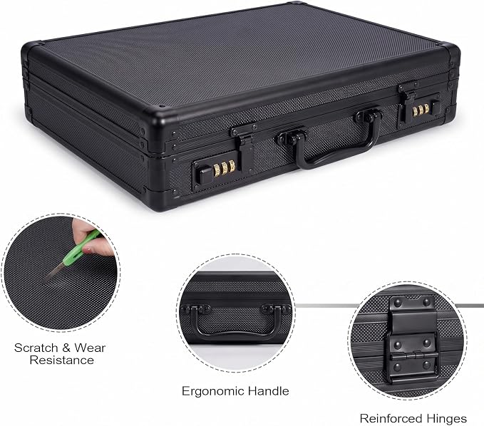 LOCKCURX Aluminum Coin Case with Lock, 100 Slot Coin Collection Case(Black) | Coin Storage Box Reinforced Corners & Water-Resistant Shell, Coin Organizer, (Case Only, Coins & Capsules Not Included) - Image 2