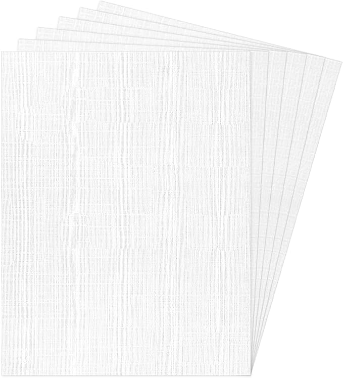 8.5x11 Linen Cardstock Textured Paper White 100lb | Goefun Heavy Duty Linen Letter Paper, Thick Card Stock White Printable for Invitations, Resume, Letter, Cardmaking, 100 Pack by Goefun