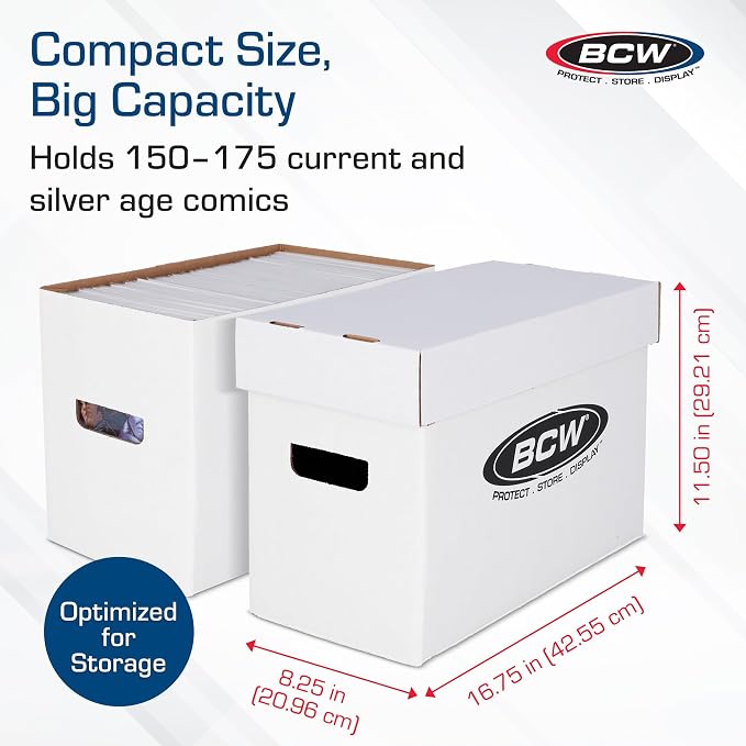 BCW Short Comic Storage Box - 3 Pack | Holds 150-175 Current/Silver Age Comics | Stackable, Durable 200 lb. Strength - Image 3