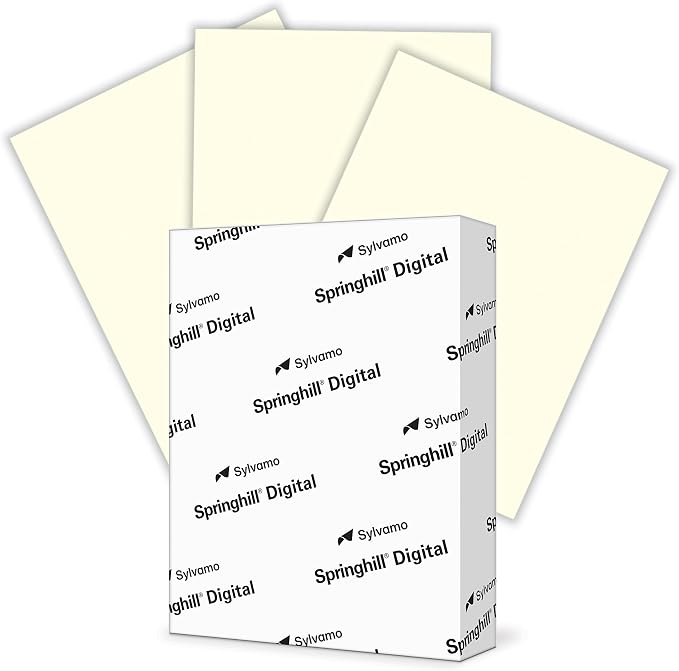 Springhill 8.5” x 11” Cream Colored Cardstock Paper, 250 Sheets (1 Ream) – Premium Lightweight Cardstock, Vellum Printer Paper with Textured Finish – 097000R, Letter (8.5x11) by Springhill