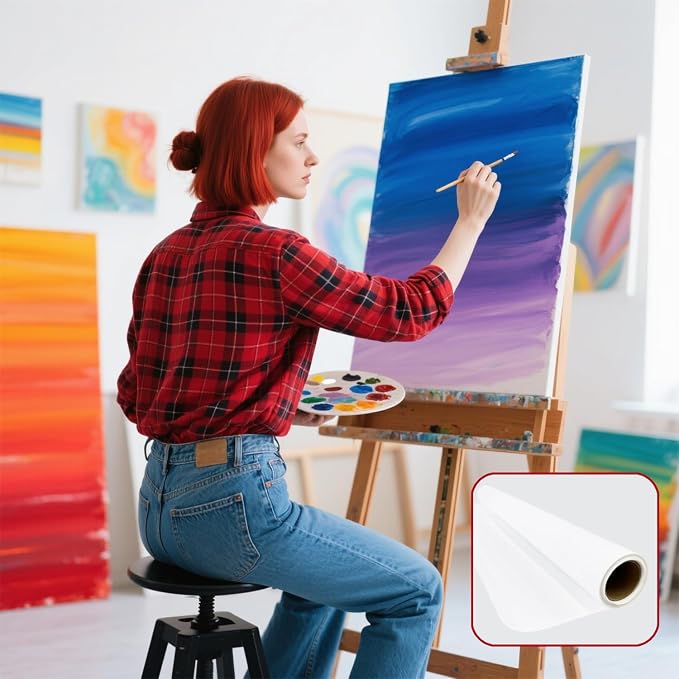 Canvas for Painting,24 Inch x 20 Feet Canvas Blank Oil Painting Paper Roll | 100% Cotton,White,Double Primed,Acrylic, Pouring Watercolor,Oil Painting - Image 7