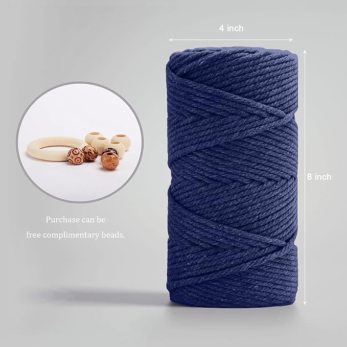 ZUEXT Macrame Cord, Sapphire Blue, 5mm x 109yds Cotton String Macrame Yarn | 100% Natural Handmade, 4 Strands Twisted Cotton Rope, For Wall Hanging Plant Hangers Gift Wrapping Tapestry DIY Crafts, 100m - Image 2