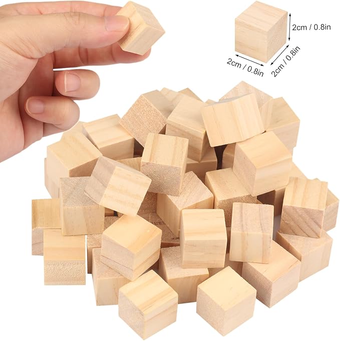 500 Packs Wooden Blocks for Crafts, 0.8 Inch Pine Wood Cubes, 2 x 2 x 2 cm Wooden Cubes for Paint, Stamp, Decorate, DIY Projects and Personalized Gifts,by GNIEMCKIN - Image 2