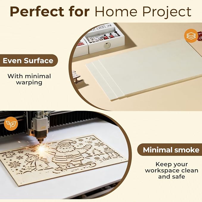 12 Pack Basswood Plywood Sheets 12"x20"x1/8", Basswood for Laser Cutting | Smooth Surface, Uniform Thickness, No Burrs, No Warping, No Knots, No Cracks - Image 5